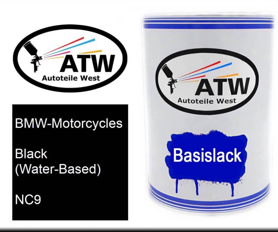 BMW-Motorcycles, Black (Water-Based), NC9: 500ml Lackdose, von ATW Autoteile West.